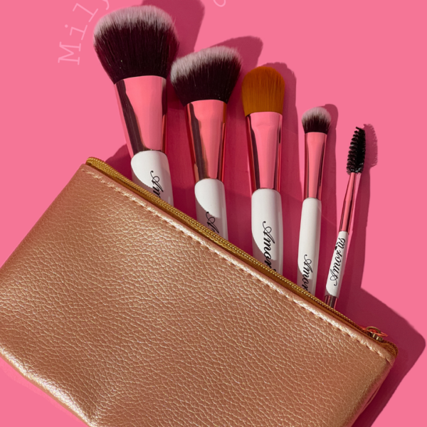 Set de 5 brochas con cosmetiquera Amour us