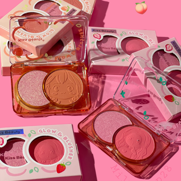 Blush y iluminador 2 en 1 kiss Beauty