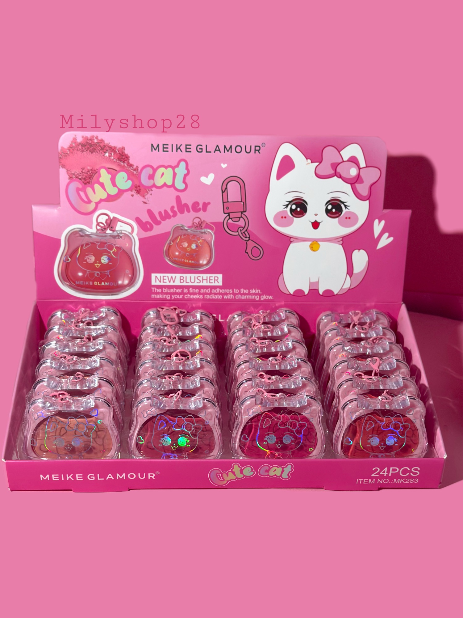 BLUSH EN FORMA DE CARA DE GATITO+LLAVERO