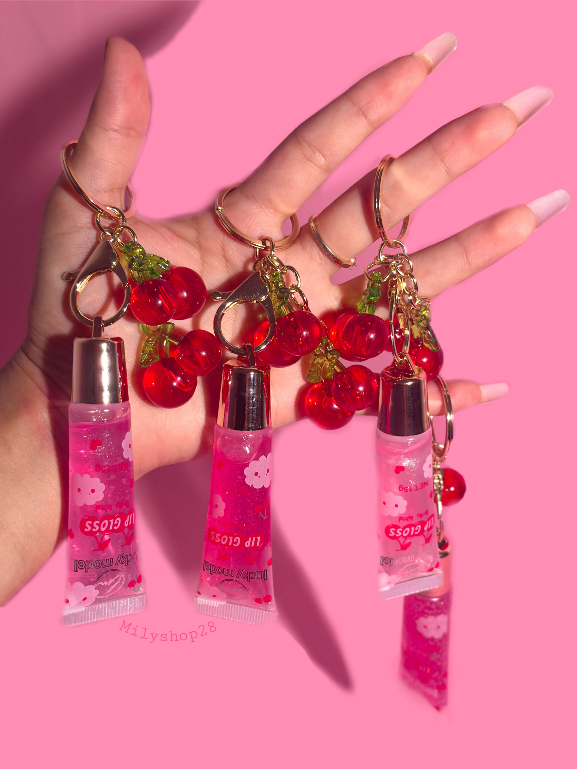 LIP GLOSS CON LLAVERO DE CEREZAS