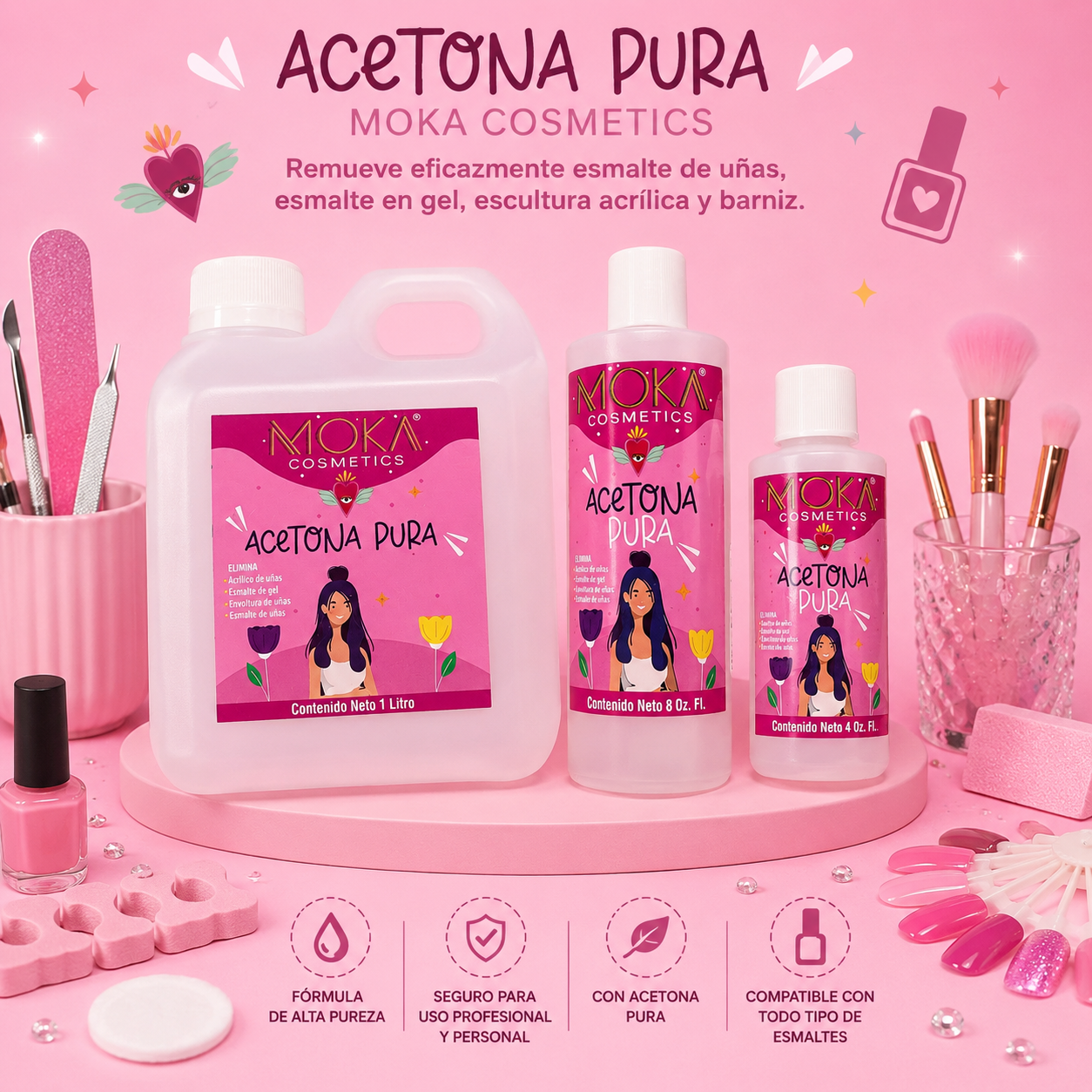 Acetona pura - Moka Cosmetics